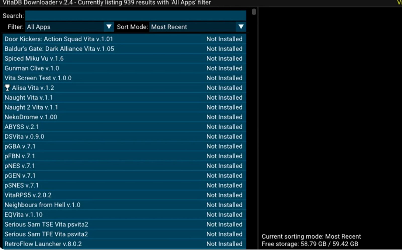 vitadb games and app list