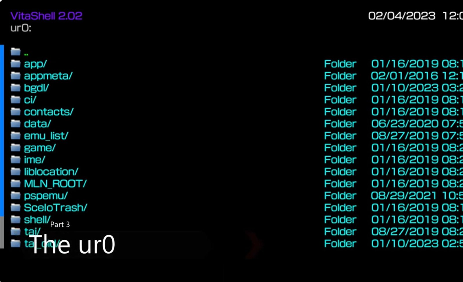 vitashell ur0 directories folder