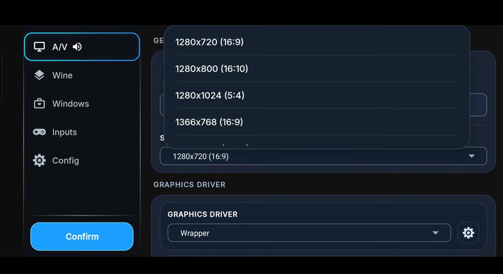winnative graphics and resolution settings