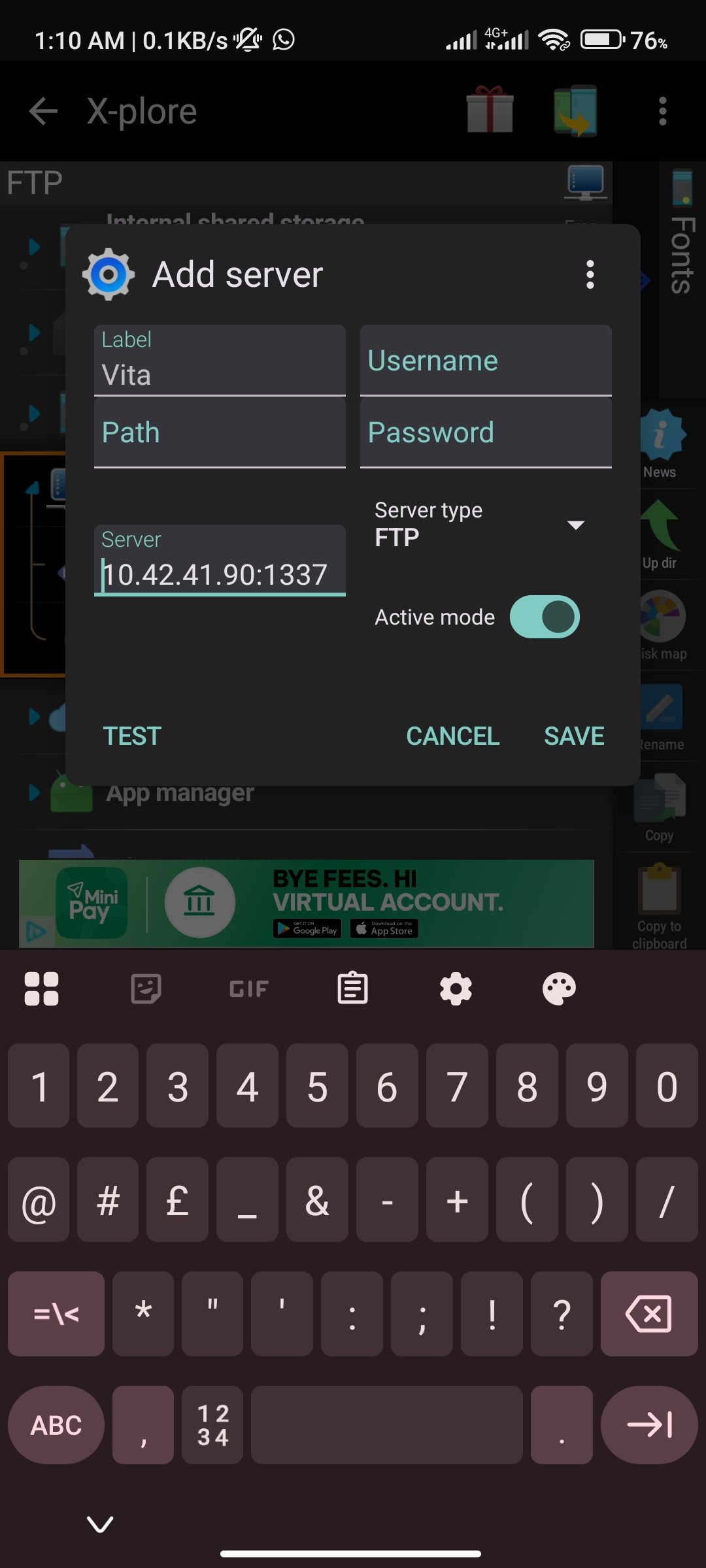 x plore transfer files to psvita ftp client no pc 2