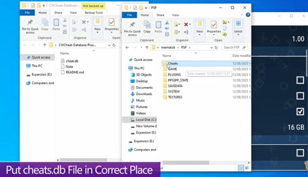cheat.db file in the correct place