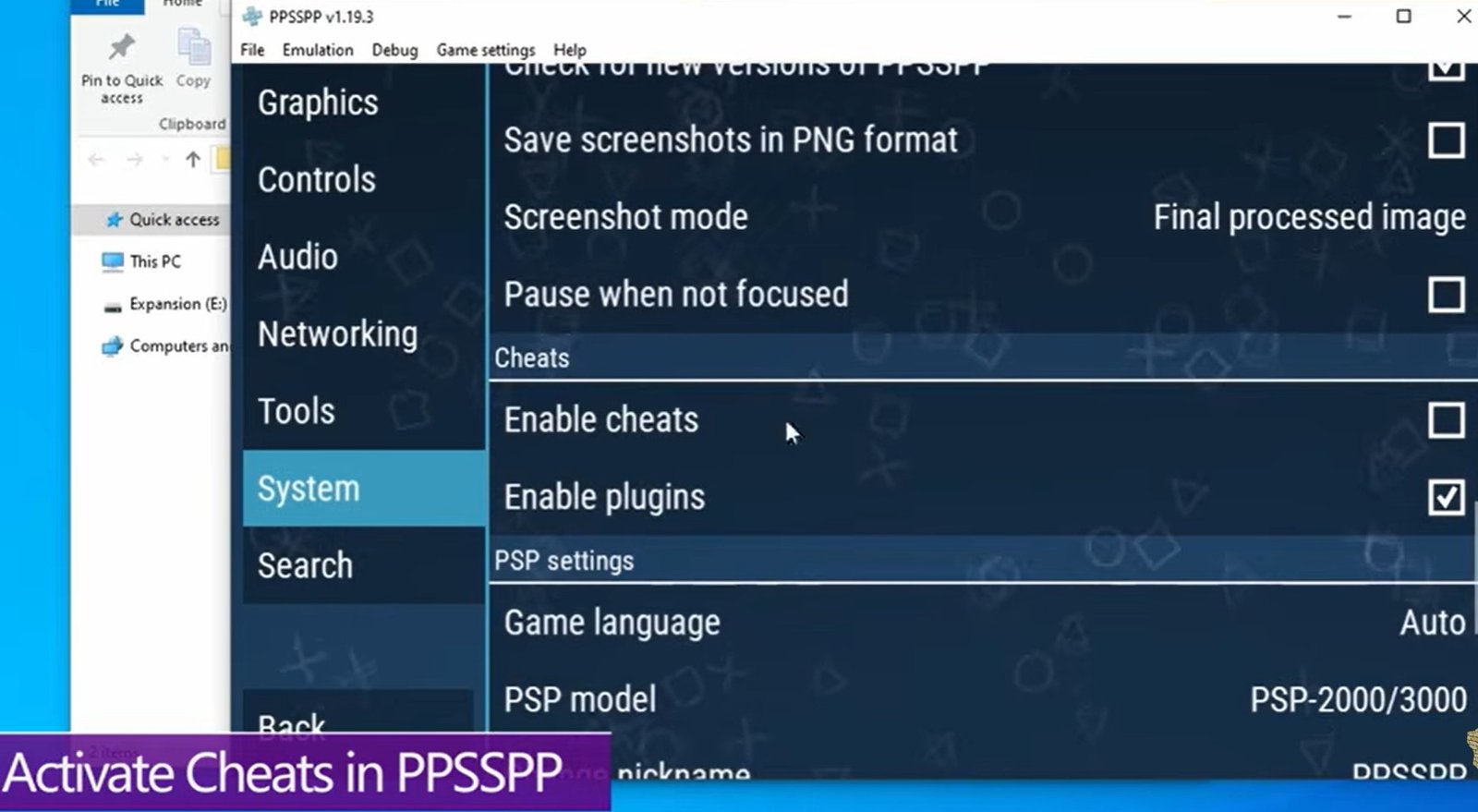 enable cheat.db and plugins